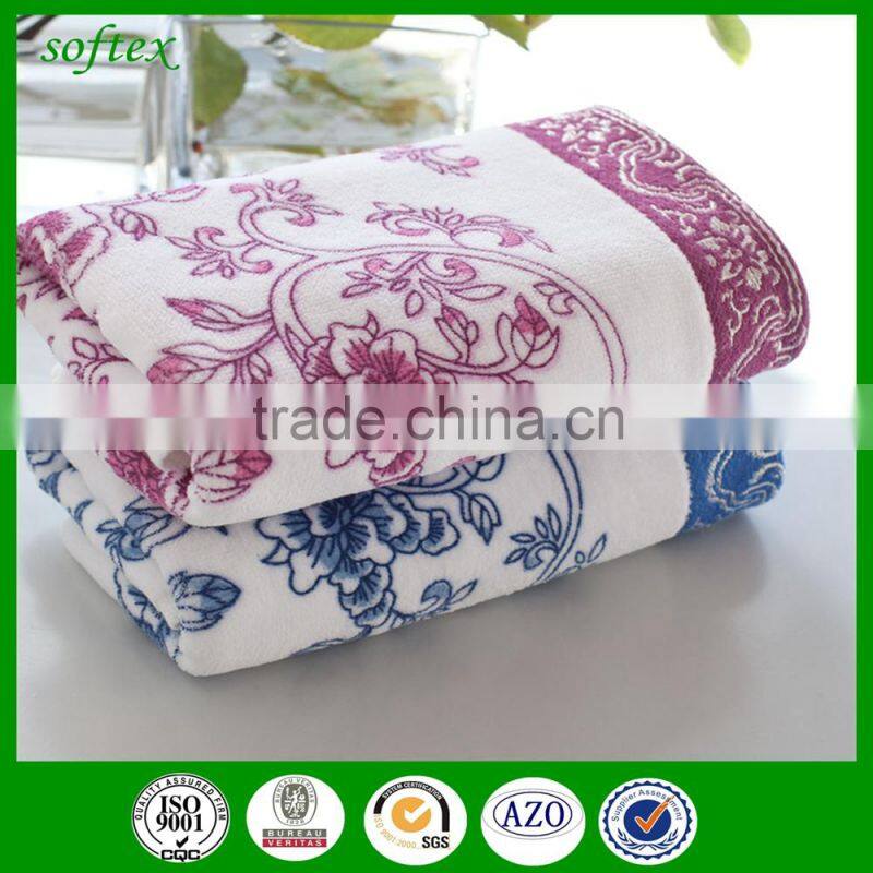 wholesale 100g oem cotton flowers Peony printed velour towels
