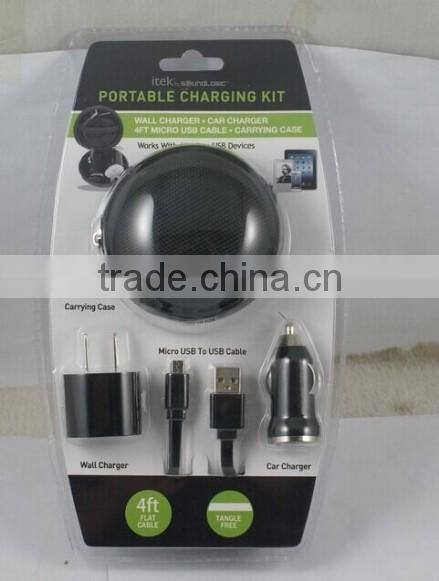 Hot-selling charger set braided usb cable plus 3.1A car charger for iPhone samsung