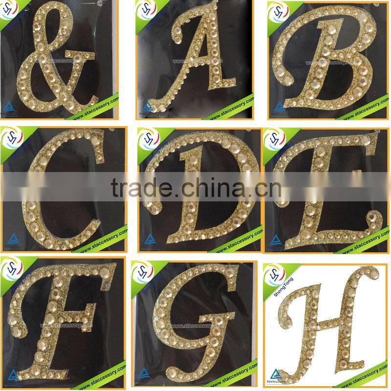 Unique letter shape rhinestone transfer motif