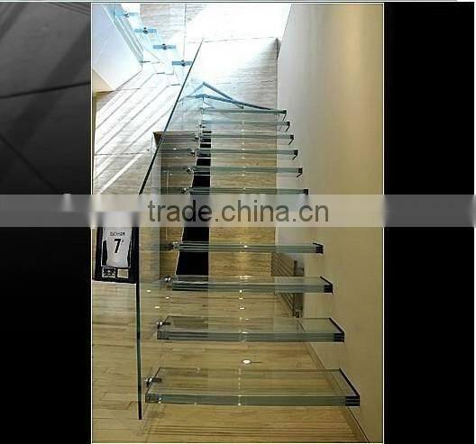 Europe glass floating stairs with Light/LED