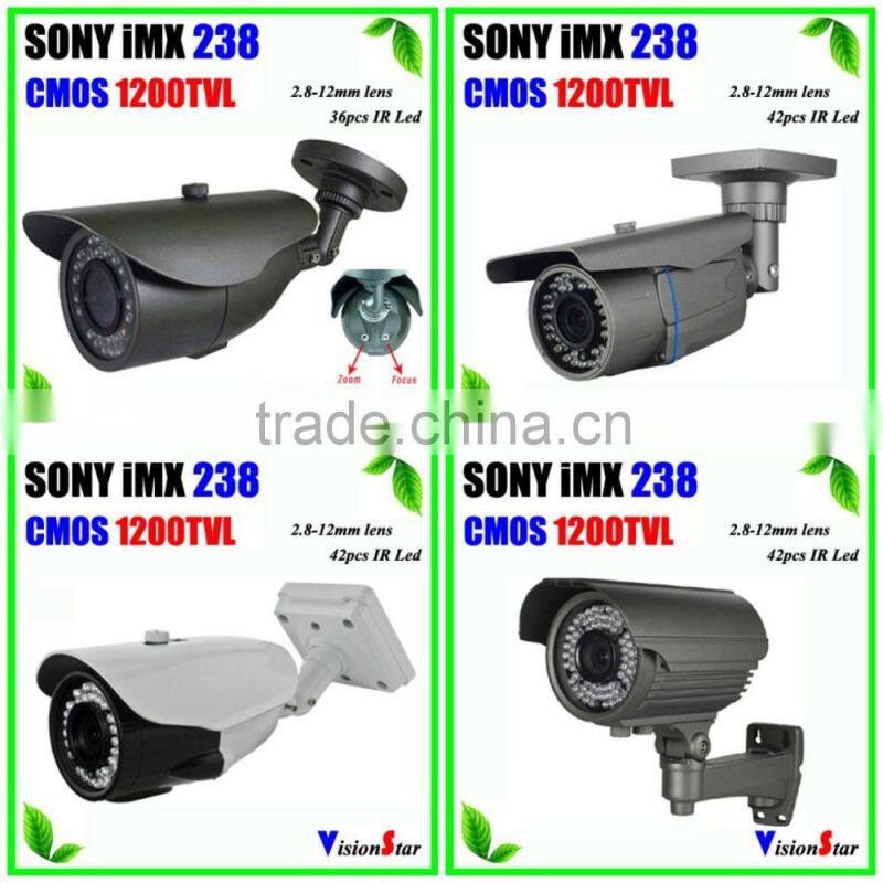 Great image Quality At Night 1200TVL CCD Camera IMX238 WDR OSD Menu Plactic Dome Camera Manual Zoom 2.8-12mm 22pcs IR Led Camera