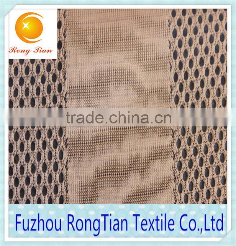 Knit polyester thin big mesh stripe fabric for curtain
