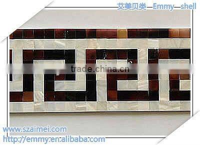 Pen seashell and black mother of pearl mosaic tile waist line