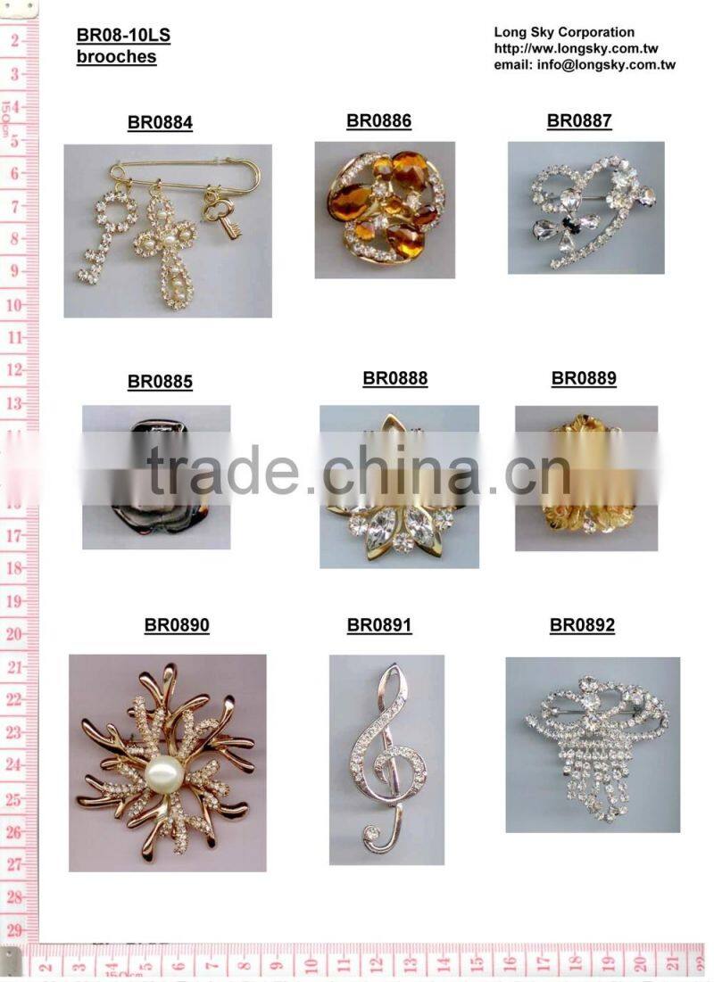 (#BR1107) 35mm pearl and rhinestone brooches for wedding invitation cards