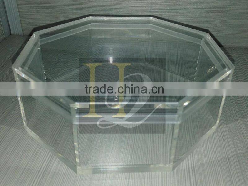 Eco-friendly clear octagonal-shaped acrylic candy chocolate display box with cover