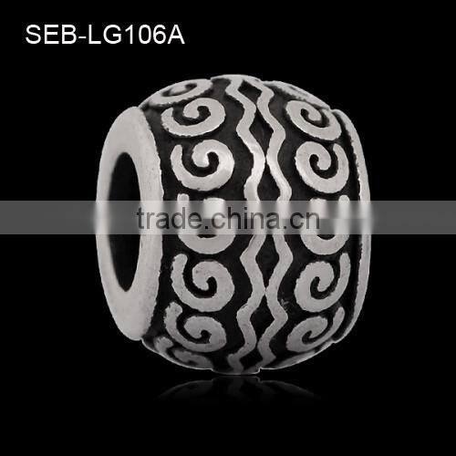 Wholesale Swirl Pattern 316 Stainless Steel Slide Big Hole Charm Spacer Beads Fit European Bracelets And Necklaces SEB-LG106