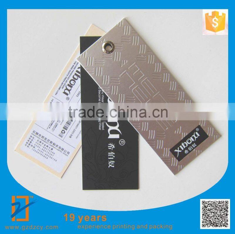 Good-looking clothing swing tag/garment price hang tag