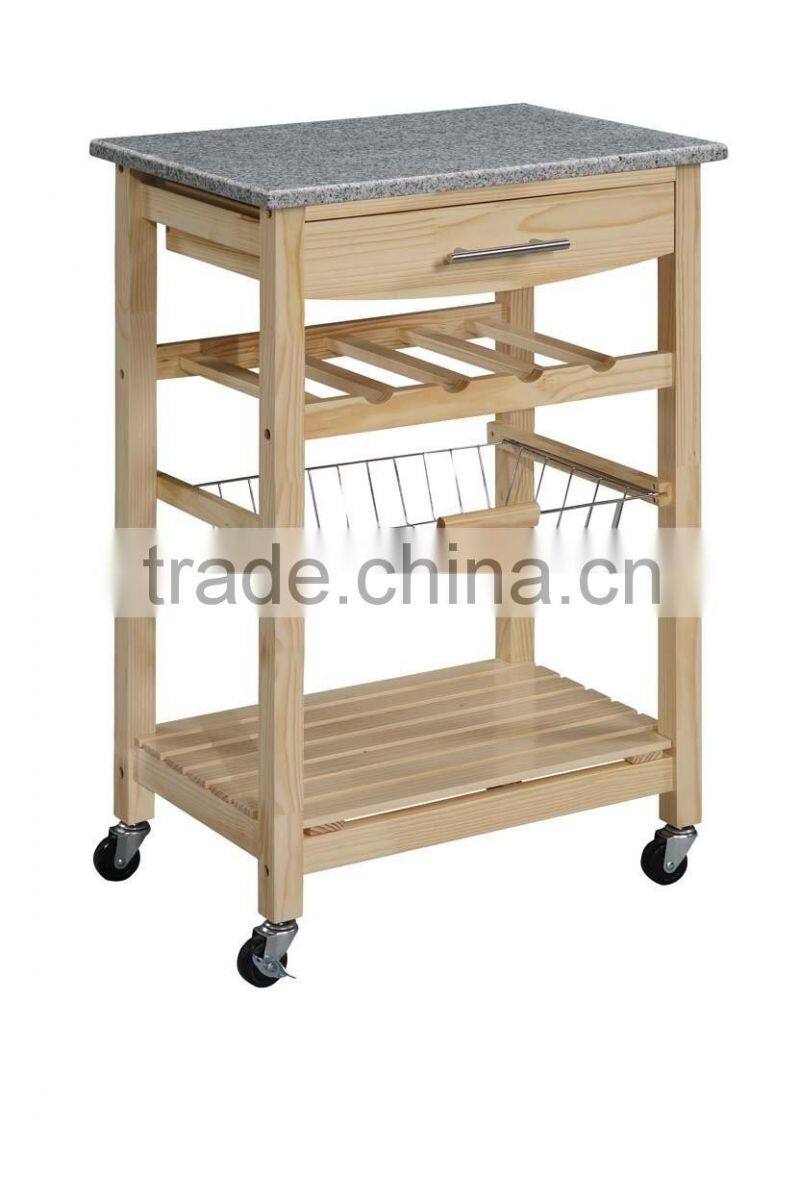 pine wood Kitchen island with two Drawer