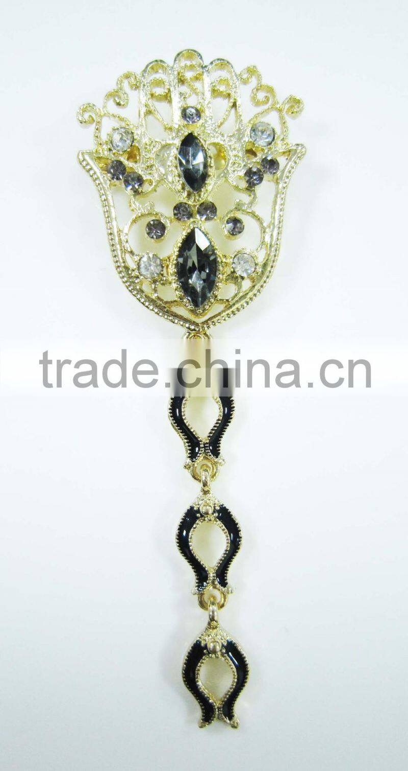 Crystal Purple Rhinesone Gold Metal Wedding Decorative Vintage Brooches