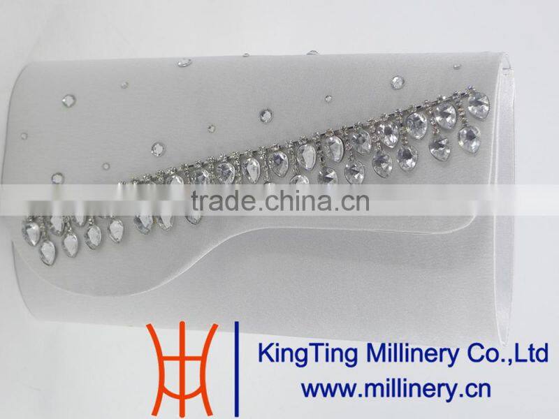 White Color With Broach Ladies Evening Bag And hat For Church