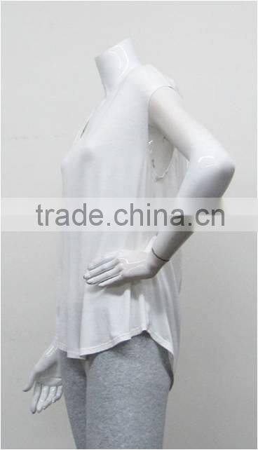 Wholesale women white plain fashion top,OEM high quality polyester/cotton ladies shirt top