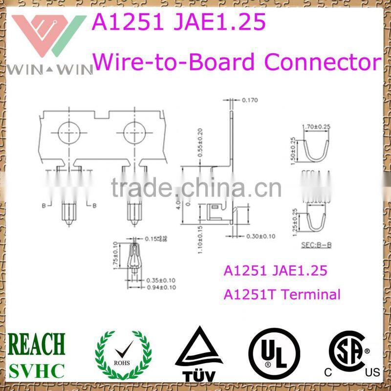 1.25mm pitch A1251 JAE1.25 Electronic Wire to Board Connector