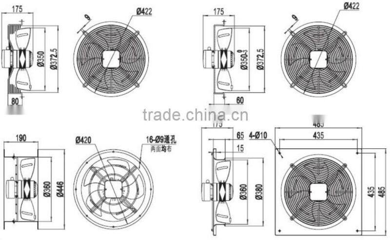 350mm 380V AC Industrial Extractor Fan for Equipment