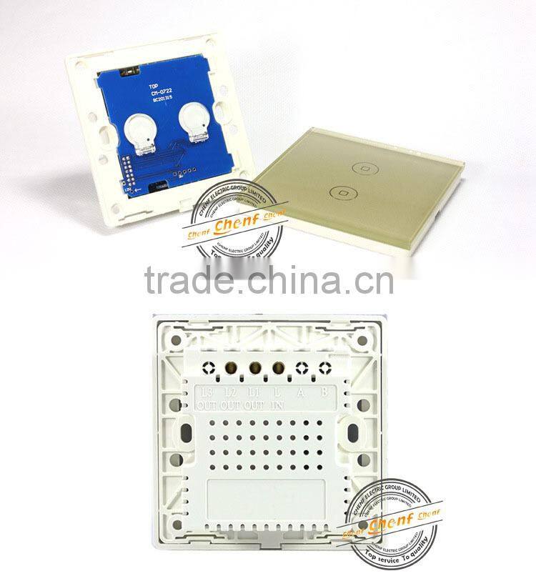 Hot Sell Cheaper tempered glass 2 gang 1 way Touch Light Switch