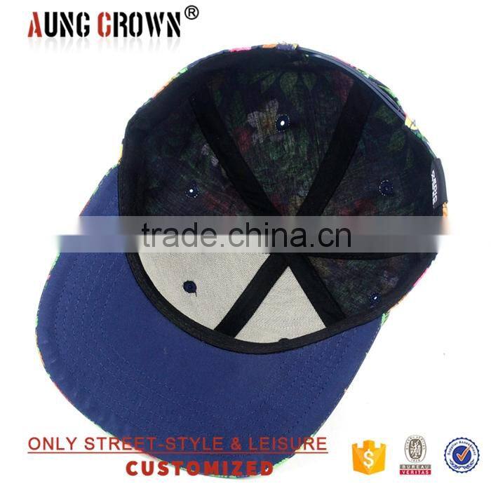 Wholesle Cheap Custom Embroidery Flat Brim Floral Snapback Hat Custom