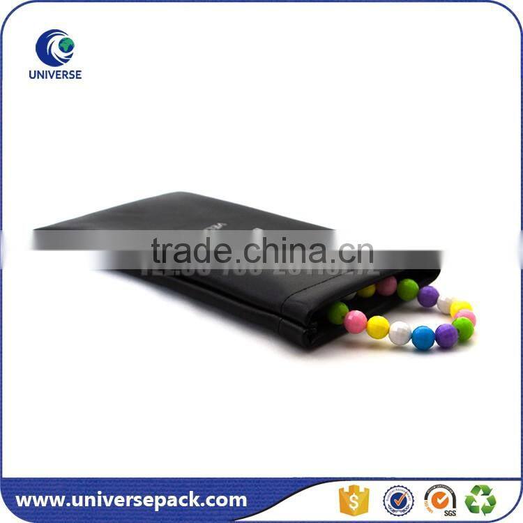 Printed logo leather document bag with polyester lining for export