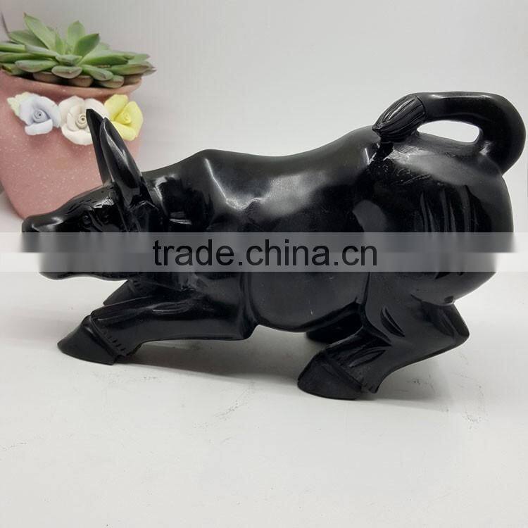 Obsidian bull sculpture Chinese zodiac animal carvings