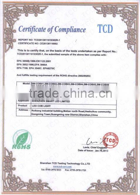 Emc, lvd, rohs, c-tick cob ar111 led downlight