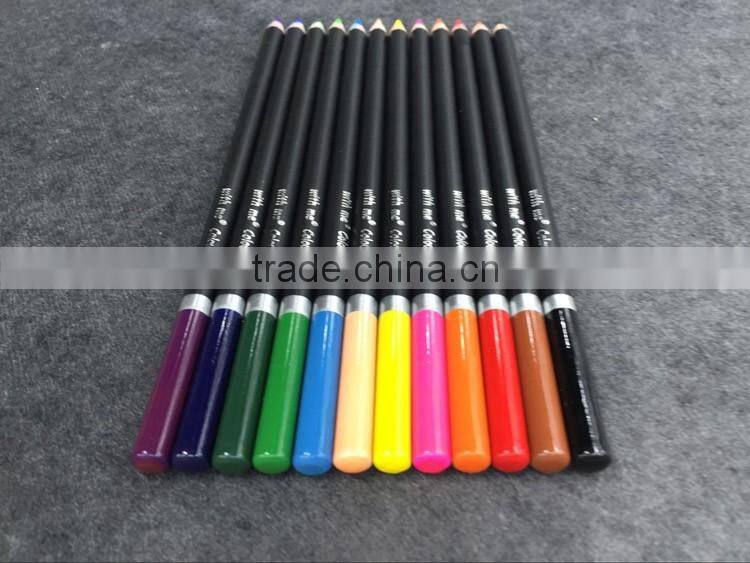 12c 7 inch High quality color dipped matt black round bar color pencil