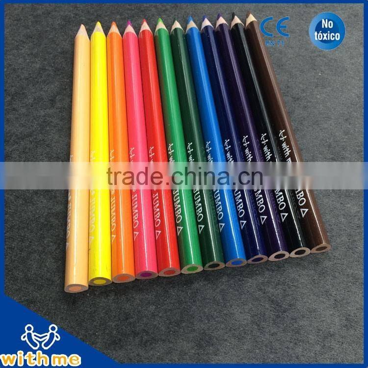 12pcs 7 inch jumbo triangular wooden color pencil