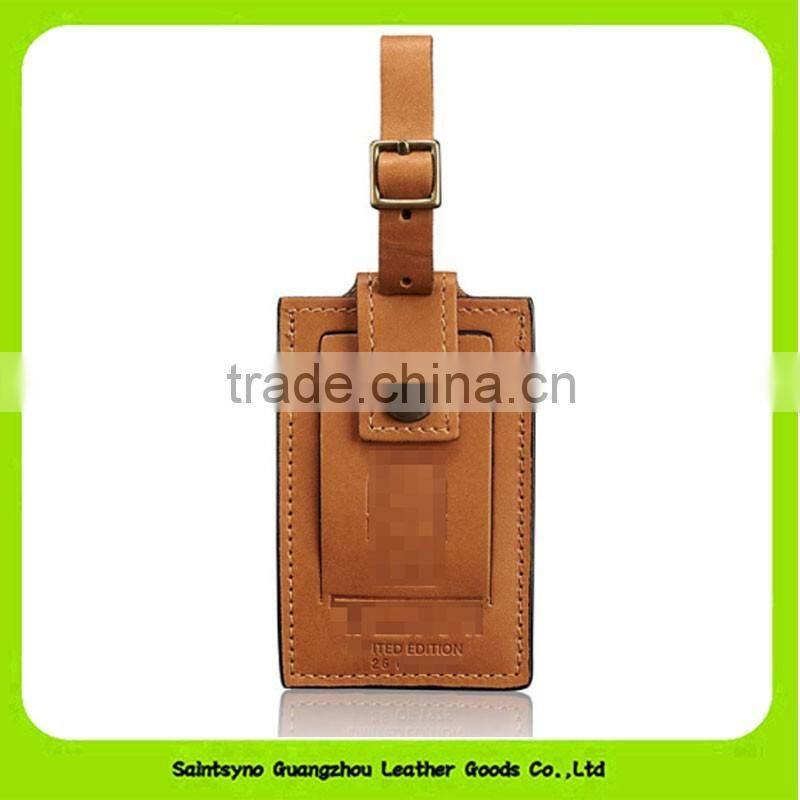 16030 Custom braned teco-friendly travel hotel gifts brown leather airport luggage tag