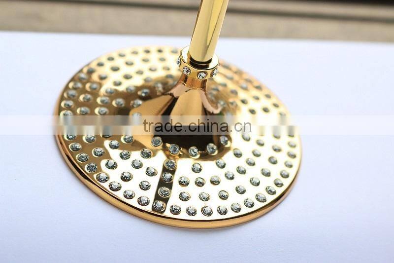 2015 new design lead free clear crystal 200ml wedding champagne wine glasses with gold plating stand