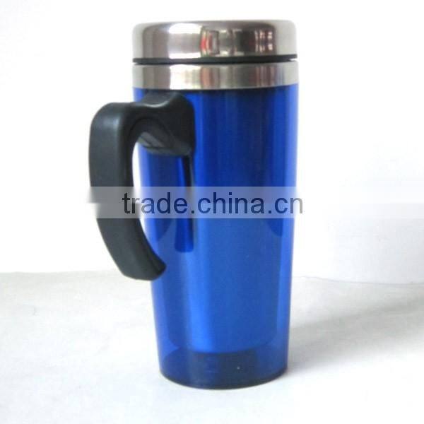 Stainless steel mug with colorful plastic outer decoration without handle