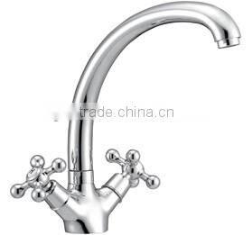 Modern double cross handle kitchen faucet