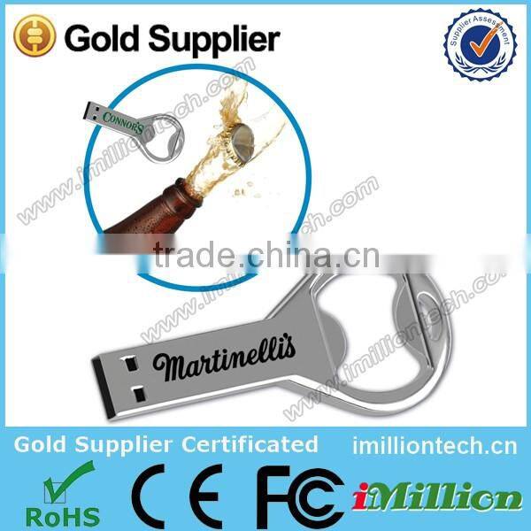 Accept logo print novelty bottle opener custom usb flash drive