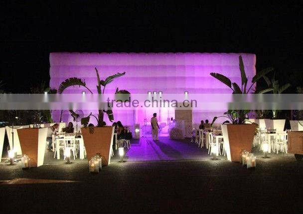 Inflatable Structure The inflatable office pod with coloured lighting