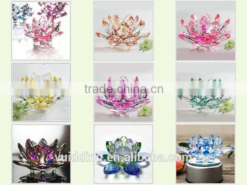 Crystal Clear Glass Lotus Flower With Candle Holder For Decoration