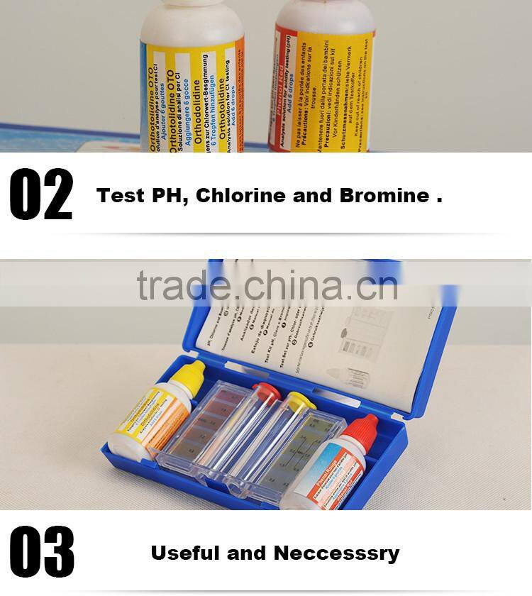 Two way swimming pool test kit for chlorine and PH