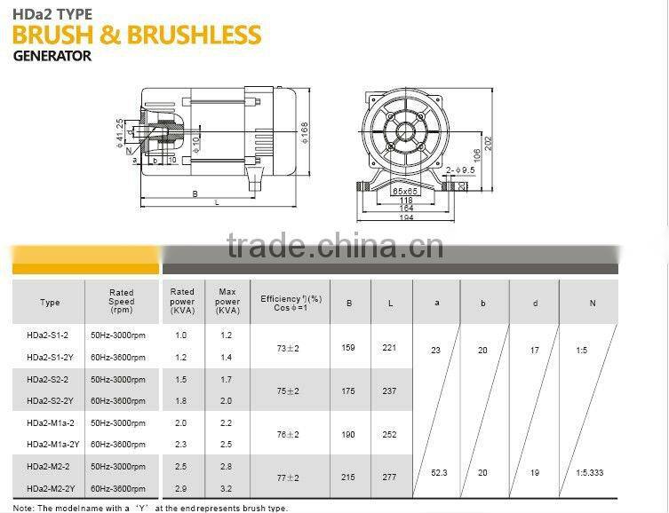 Gsa Series Italian type brushless 2 pole single phase alternator