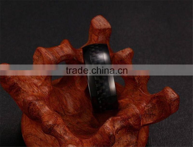 R-127 8mm Genuine Titanium men's ring Carbon fiber rings/ carbon fiber steel ring