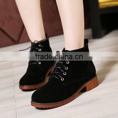2015 Autumn new design women round toe low heel casual women shoes fashion British style lace-up ladies ankle boots PH3883