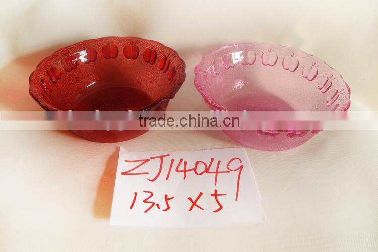 red pink colored glass dessert bowl