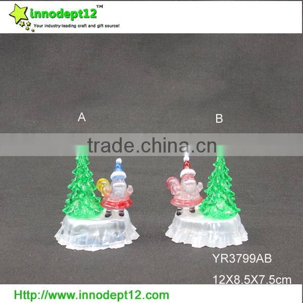 Wholesale Christmas decorations, acrylic tree and santa type party decorations with LED light