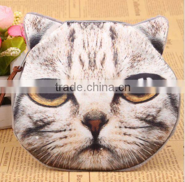 2015 Grey Cute Cat pattern Small Wallet Wallet