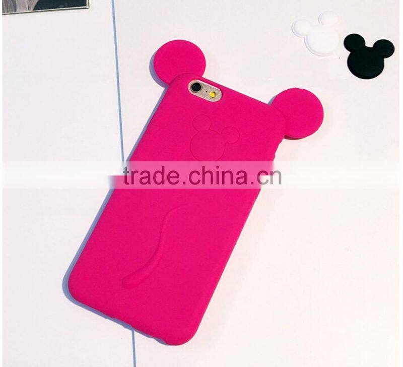 soft silicone Material colorful 3D cartoon Mickey mouse ear phone cover For iphone5 6 6s 7 plus cases