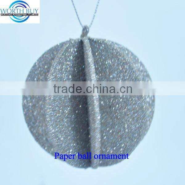 6cm vintage silver glitter Christmas decoration paper ball supplier