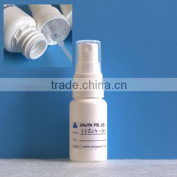 20ml Wide Cylinder Shape Pharmaceitical HDPE Nonrefillable Spray Bottle with Fine Mist Sprayer