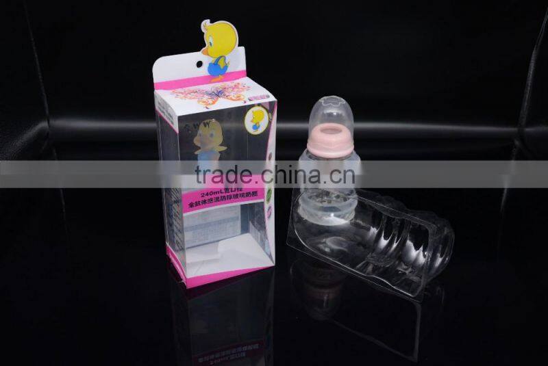 customized printed plastic folding storage packaging box with insert and clear window for sweet bottle