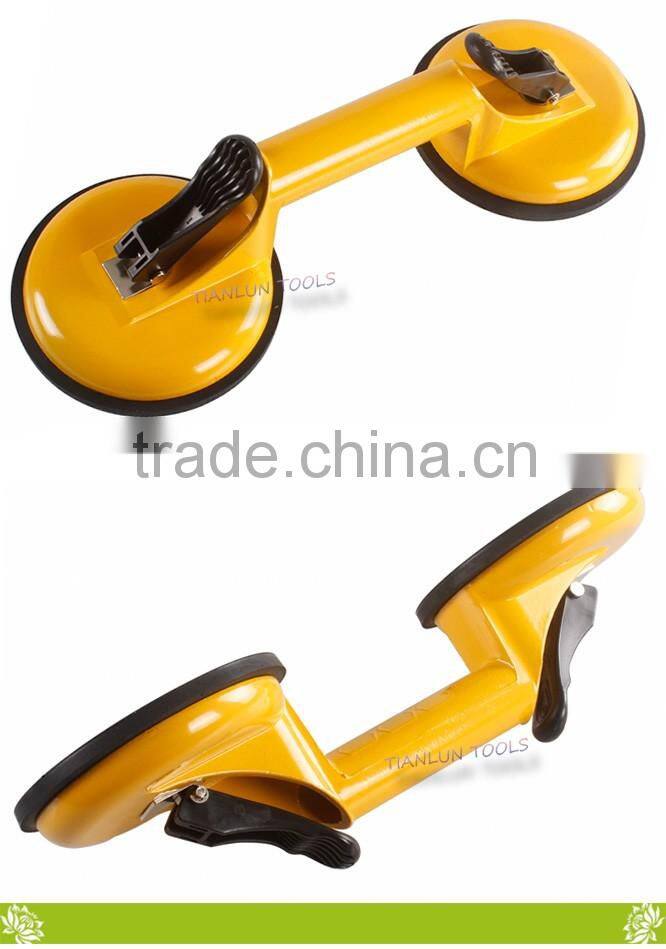 Double suction cup panel glass sucker,Factory supply Foldable 2 caps aluminium alloy glass suction plate