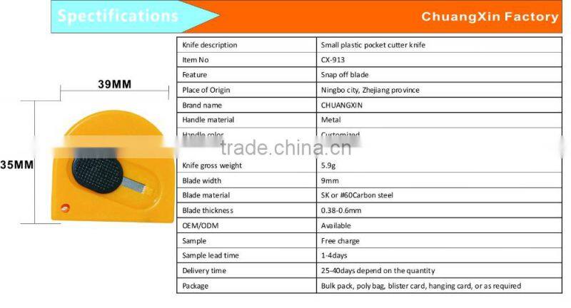 Small plastic pocket cutter knife