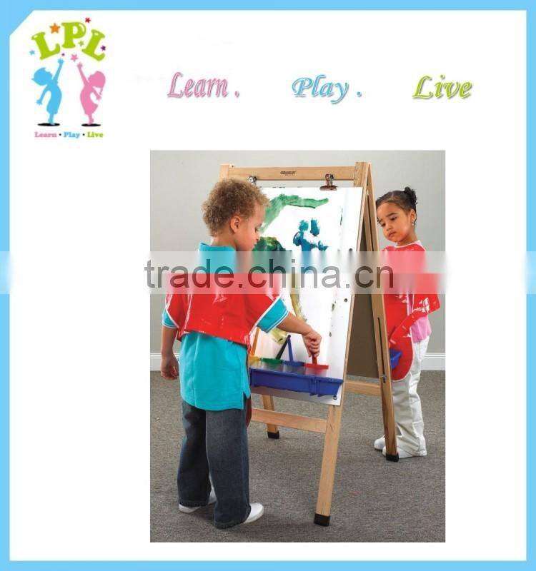 Movable double-side kids painting wooden easel