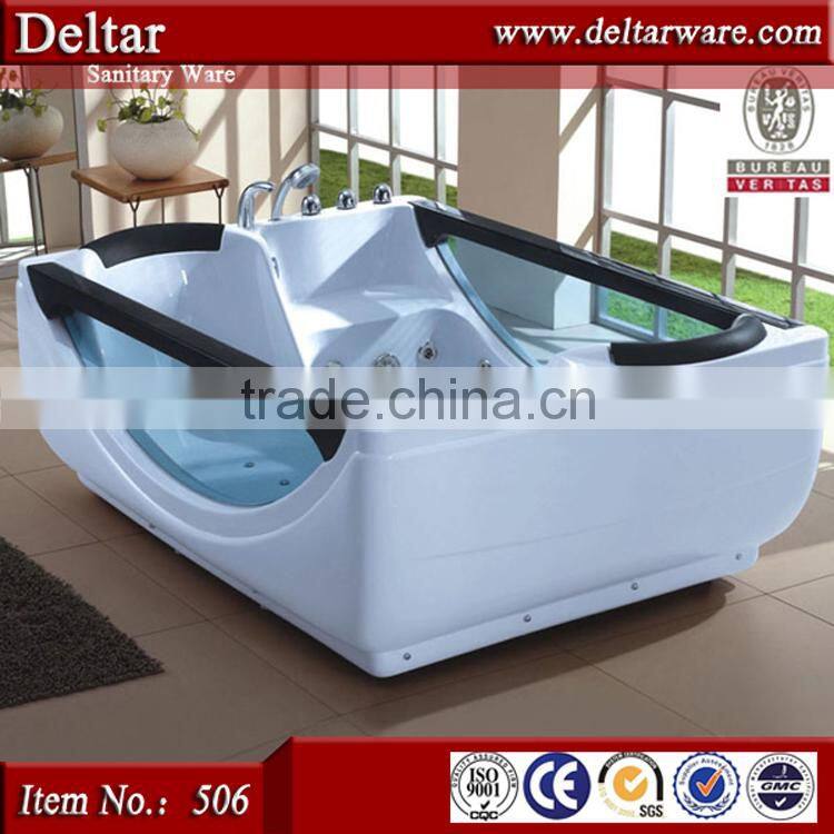 1800mm 2 person indoor hot tub, two side glass bathtub, freestanding bathtub popular acrylic bathtubs