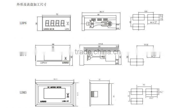 72*36mm three and a half panel AC LED digital voltage meter LDP6-AV