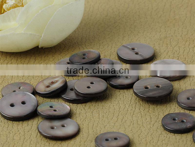 black smoke dyed flat 2 holes river shell buttons