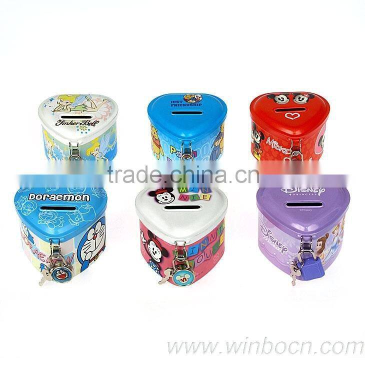 heart shaped cartoon tin kids coin purse
