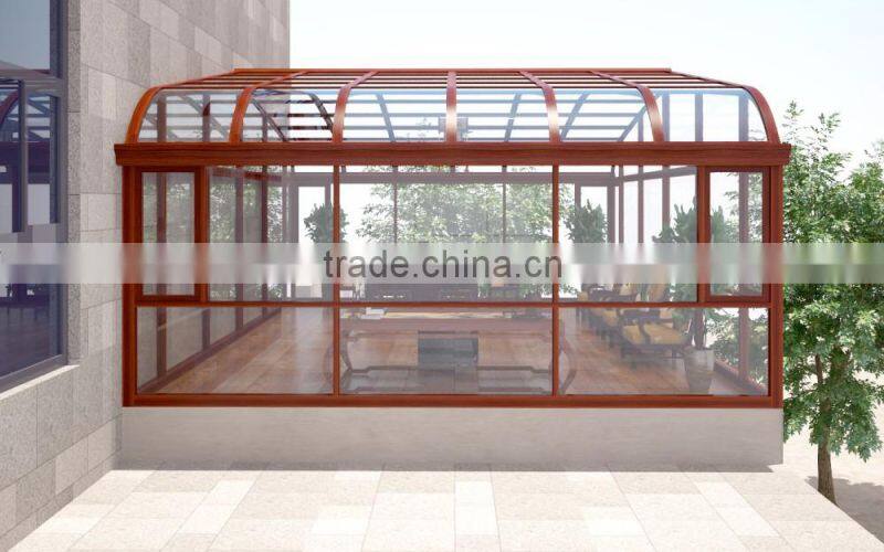 Modern design aluminum alloy glass house,green house, sunroom/wood-aluminium composite sunroom